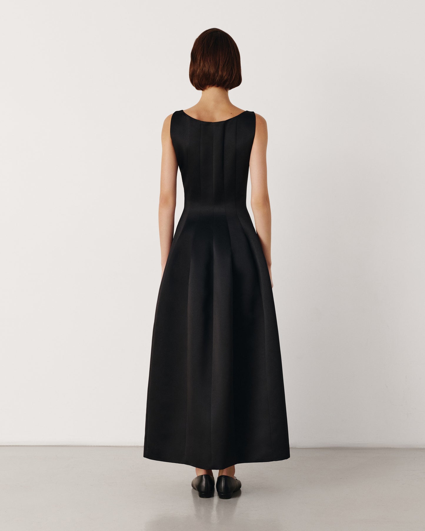 Black satin princess dress