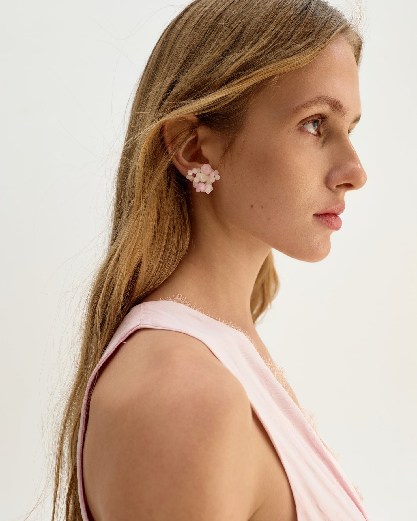 Rose Orchid Beaded Earrings