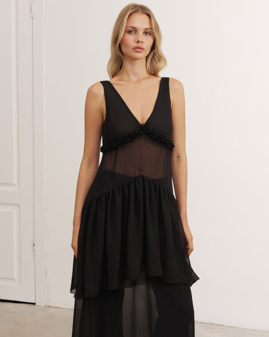 Black semi-sheer dress
