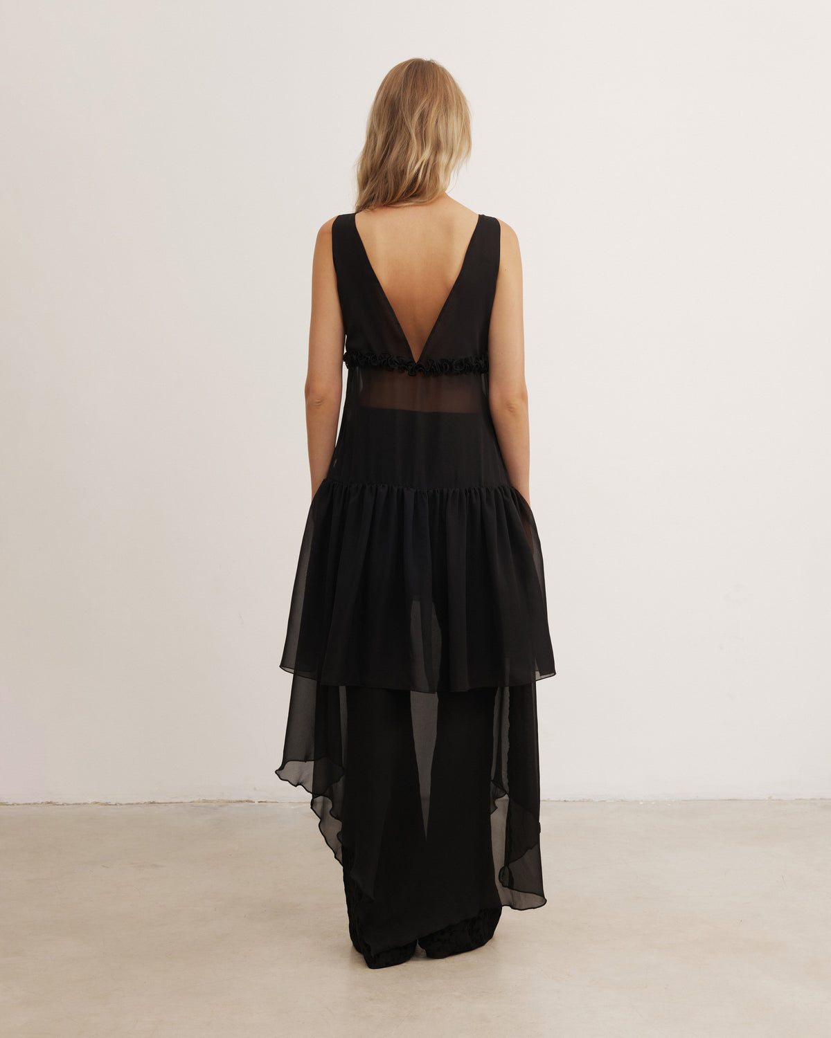 Black semi-sheer dress