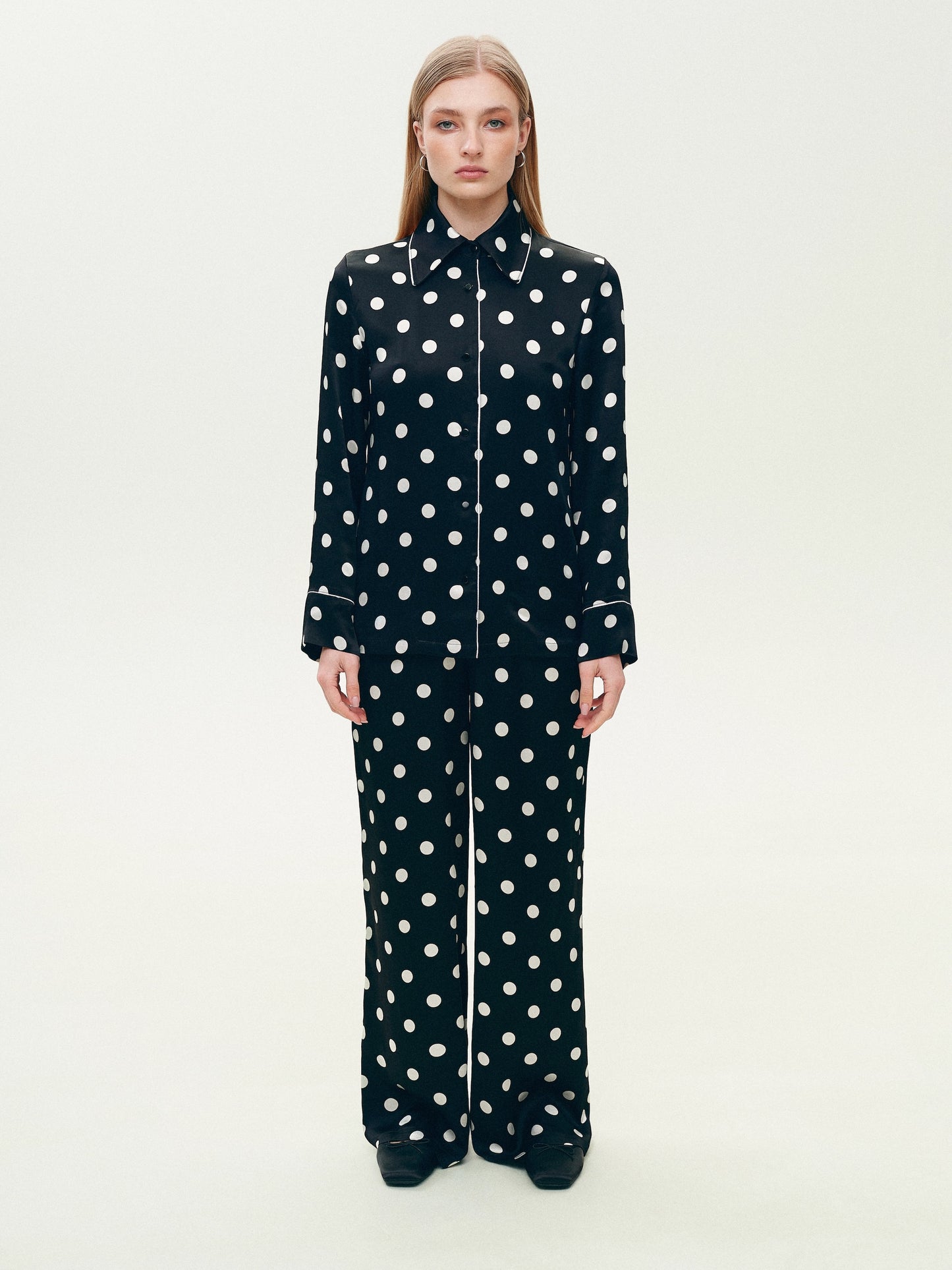 Black polkadot blouse