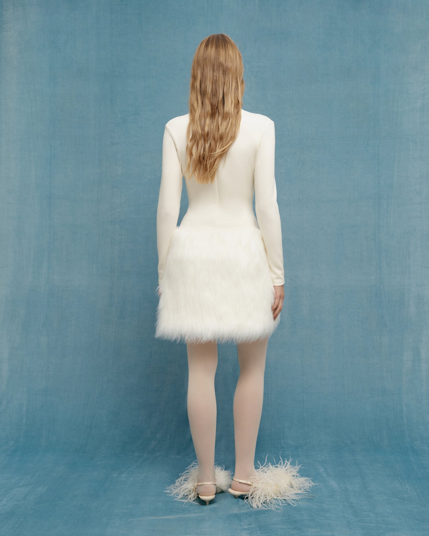 Faux Fur Trim Mini Dress