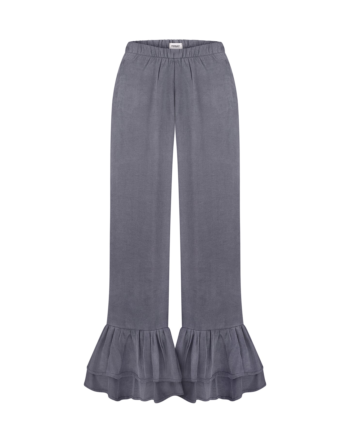 Blue-gray pants with ruffles