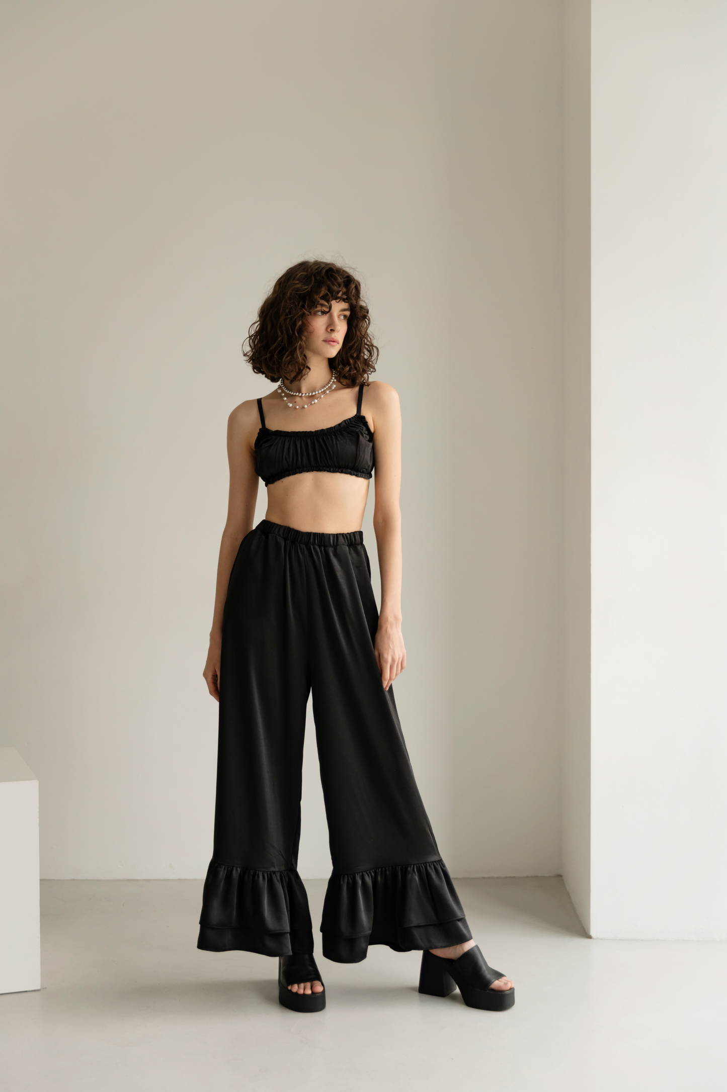 Black top satin