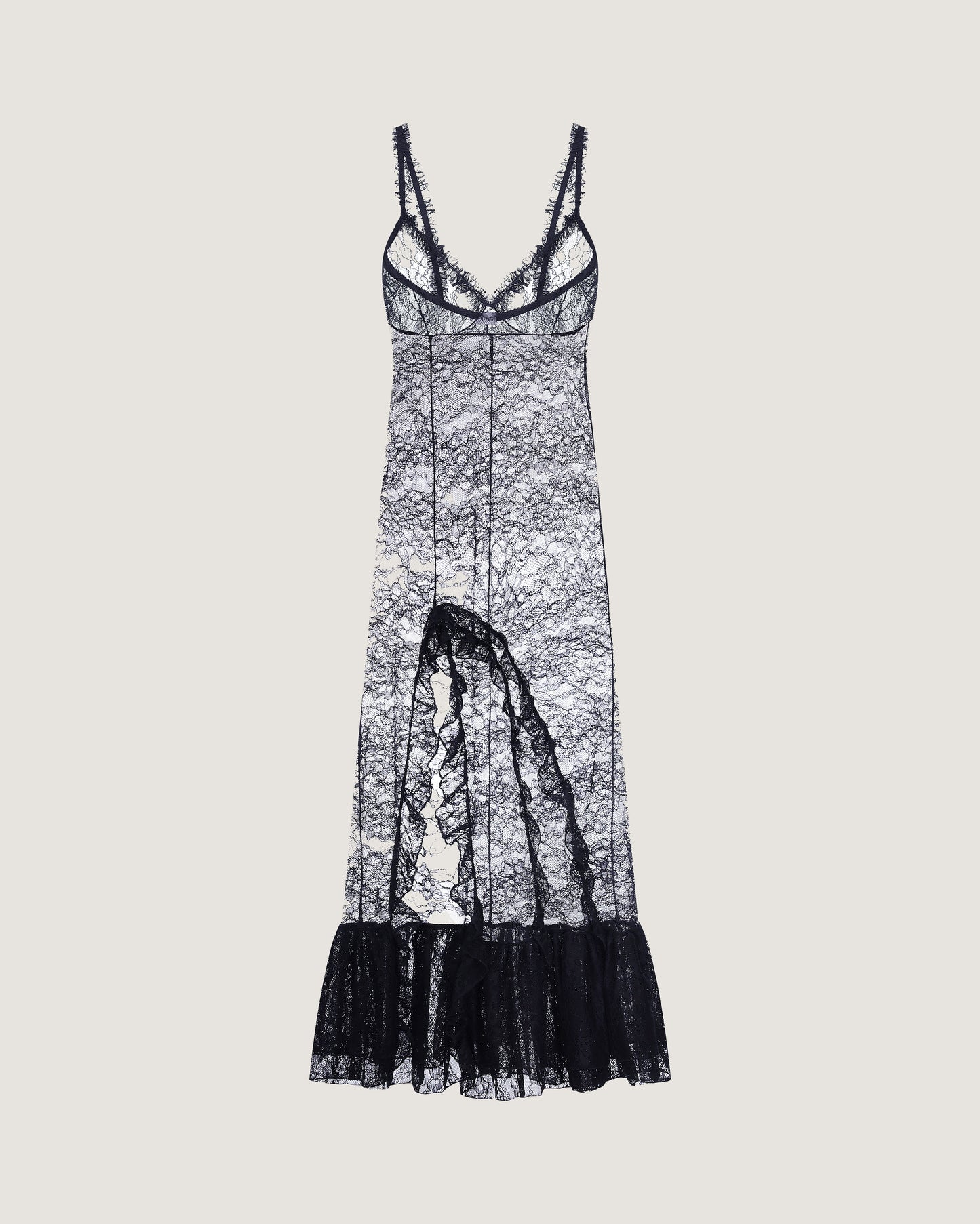 Lace maxi dress in black colour