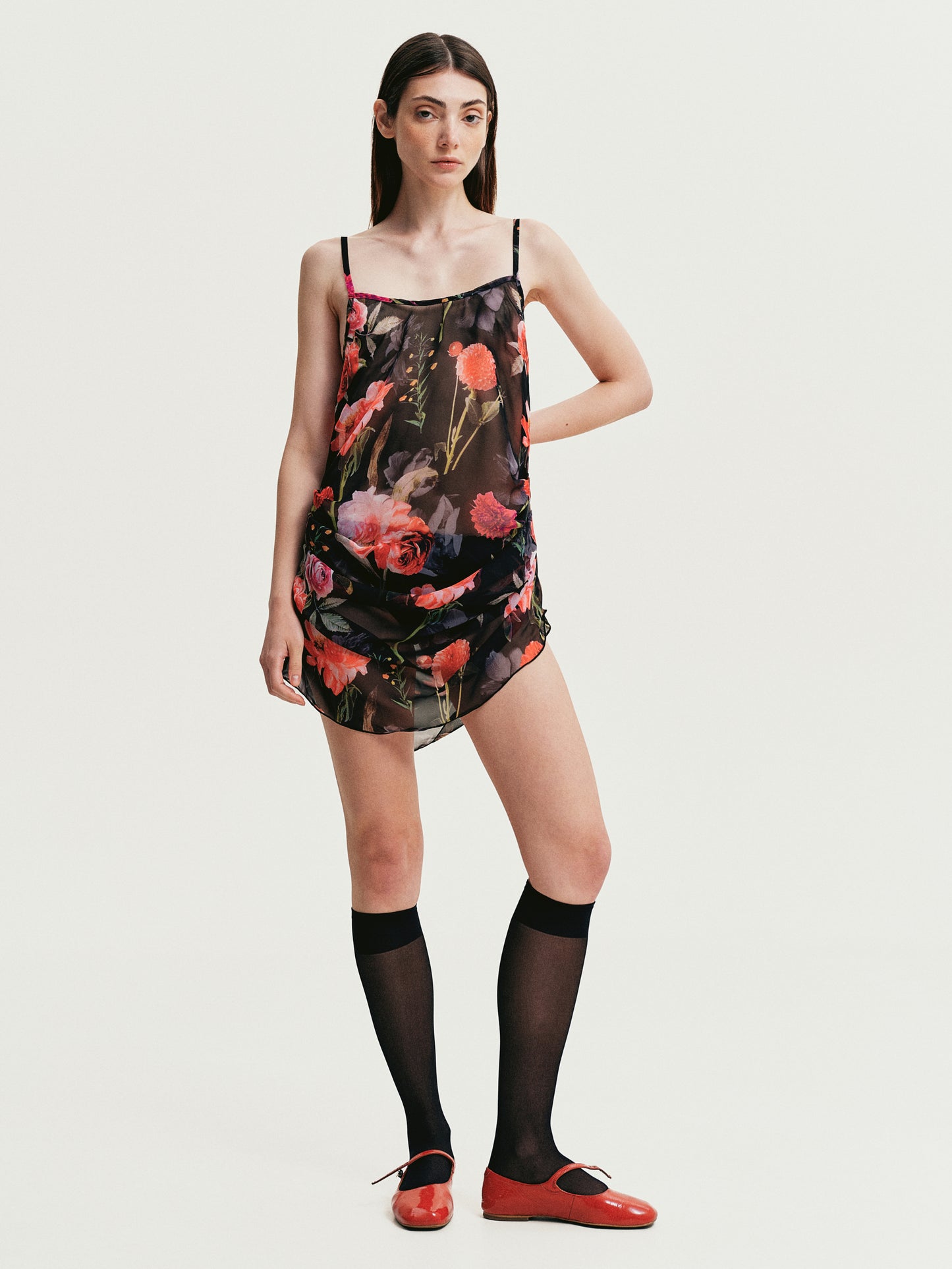 Transparent dress with flowers