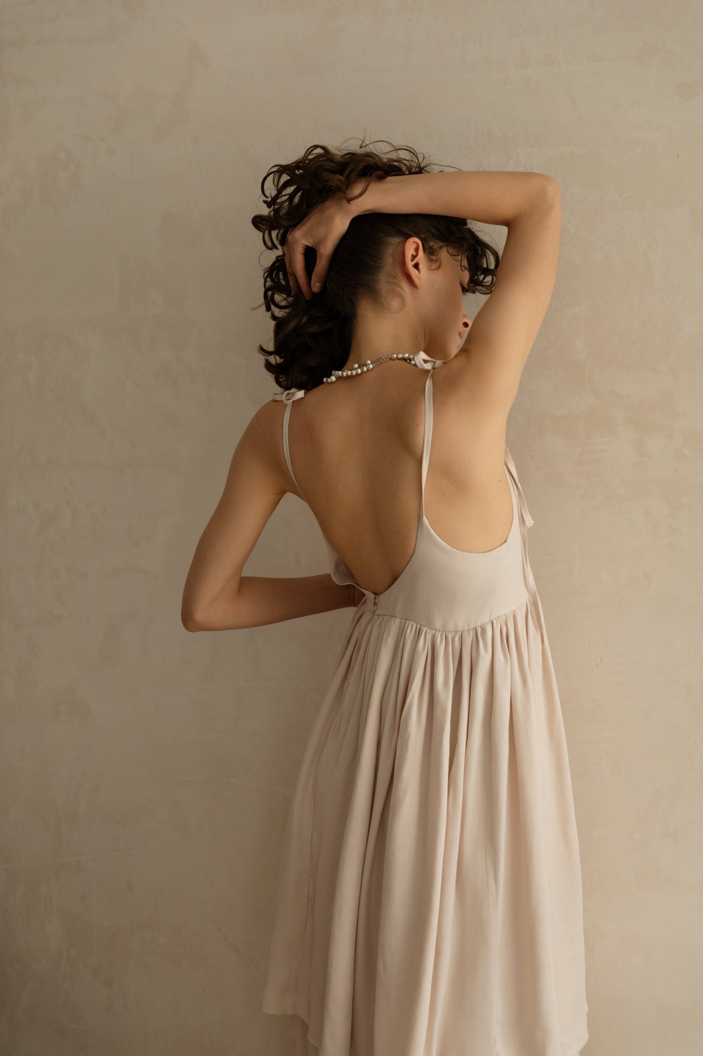 Two-layer beige dress