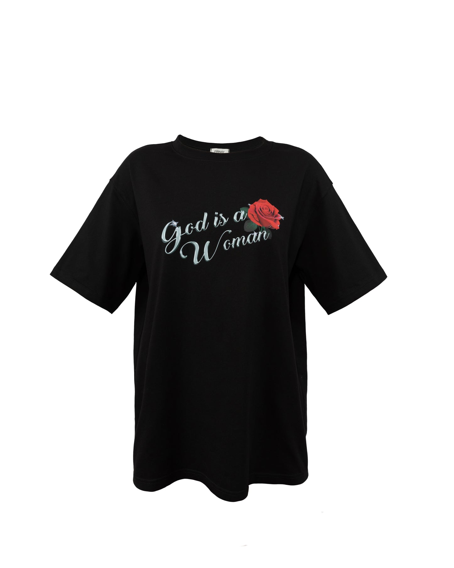 T-shirt GOD IS A WOMAN with rose