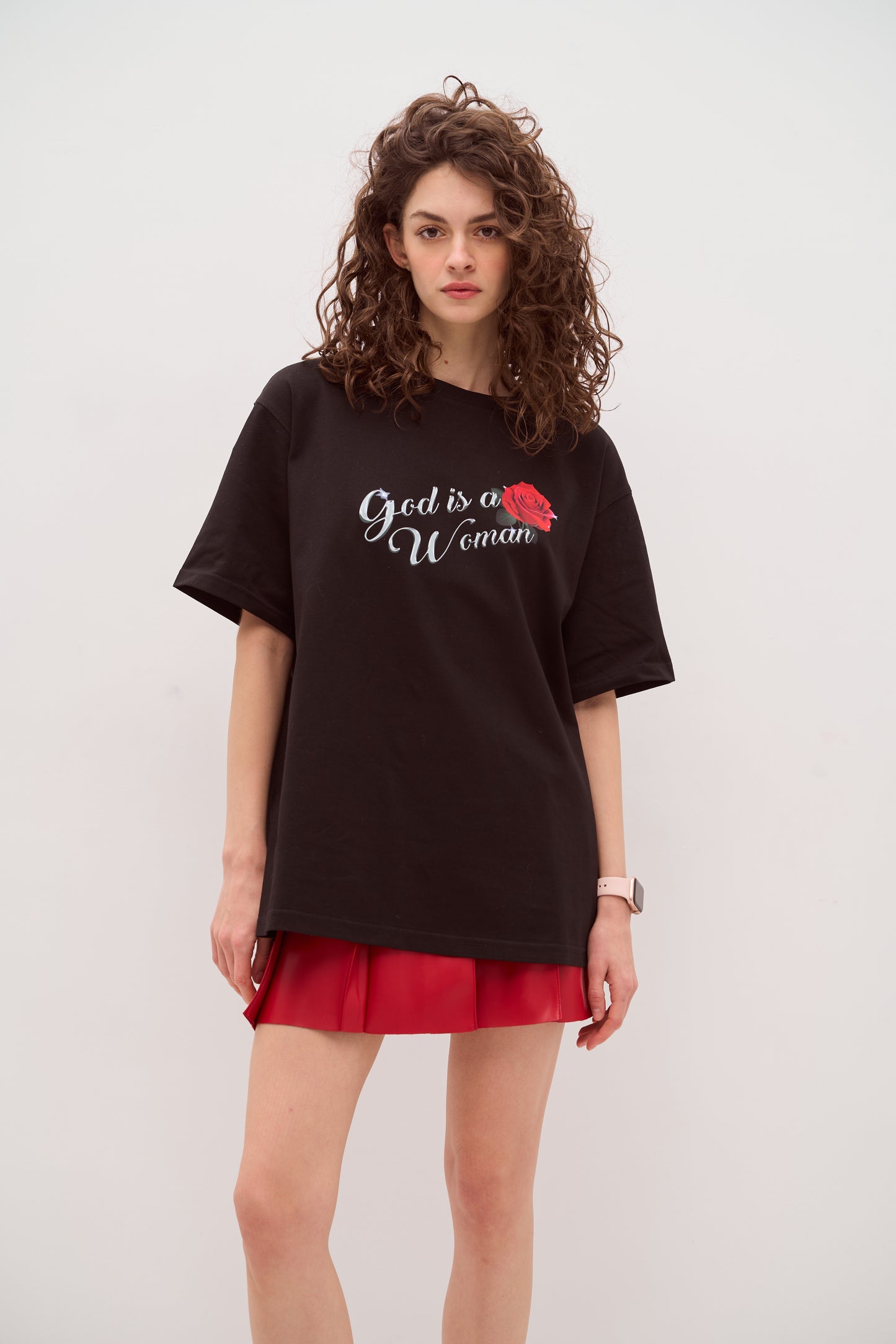 T-shirt GOD IS A WOMAN with rose