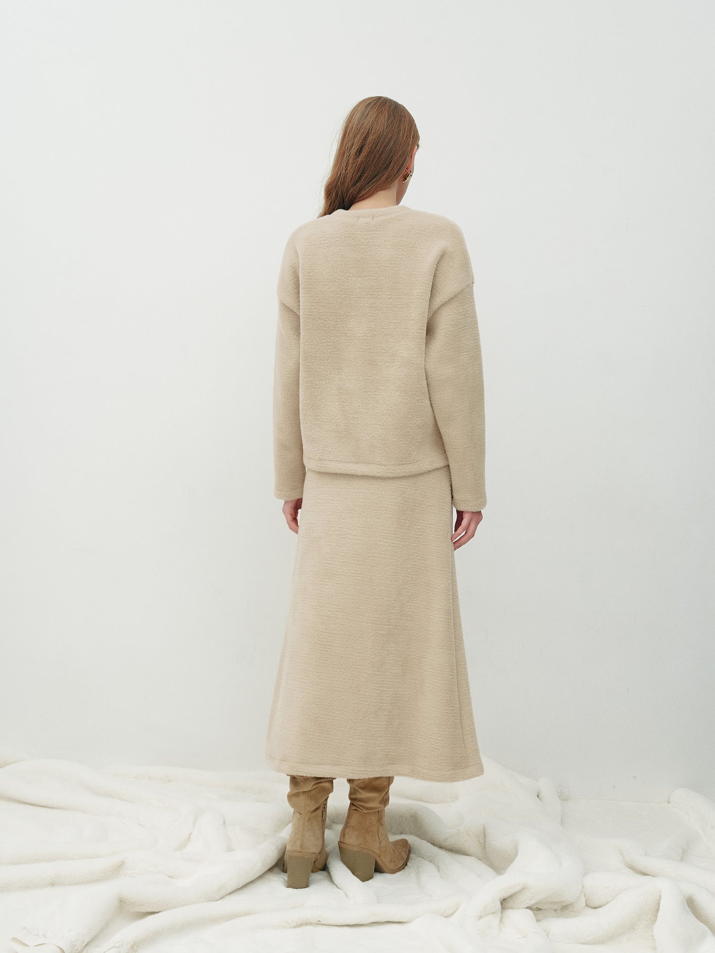Beige fluffy cardigan
