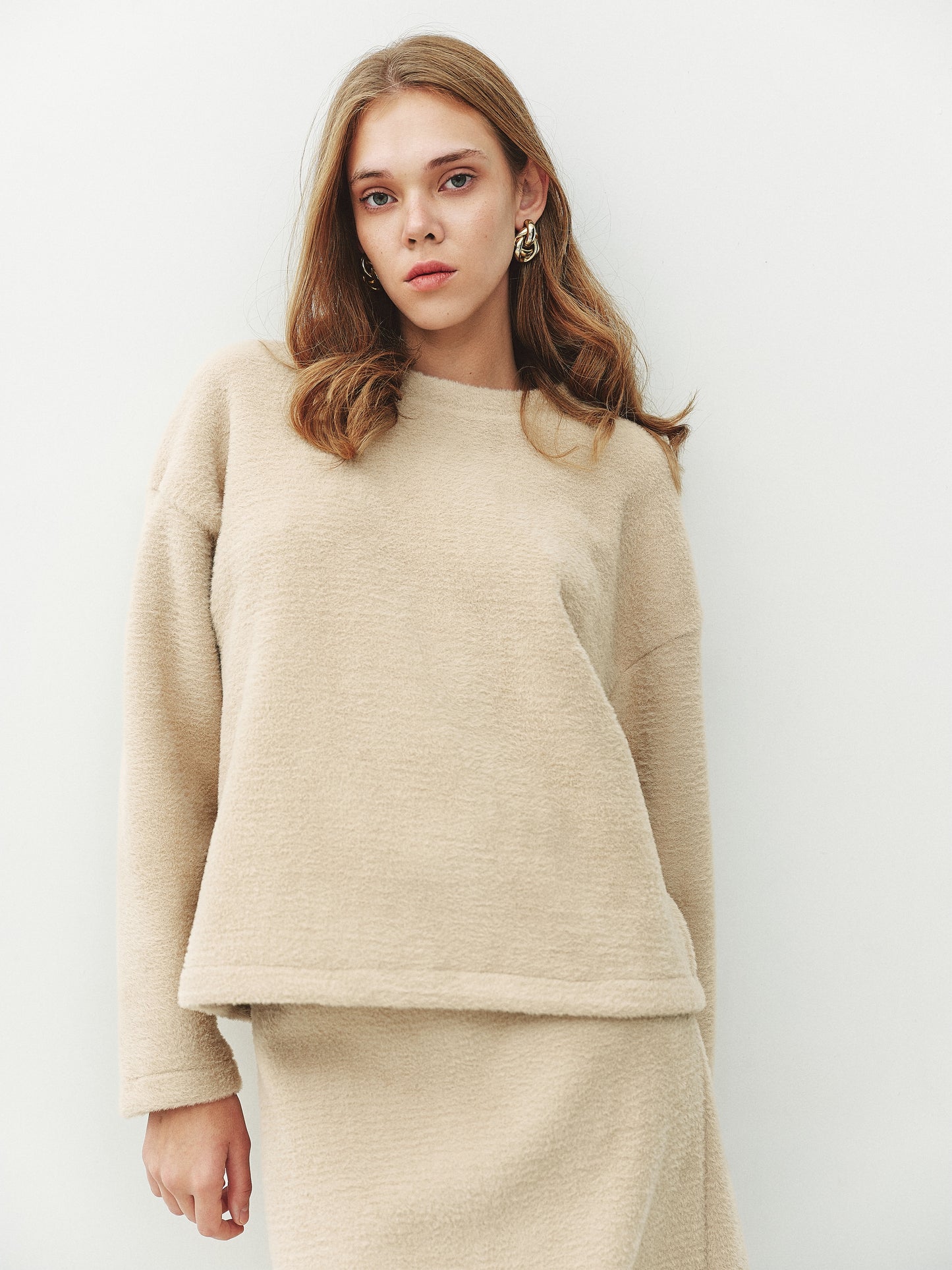 Beige fluffy cardigan