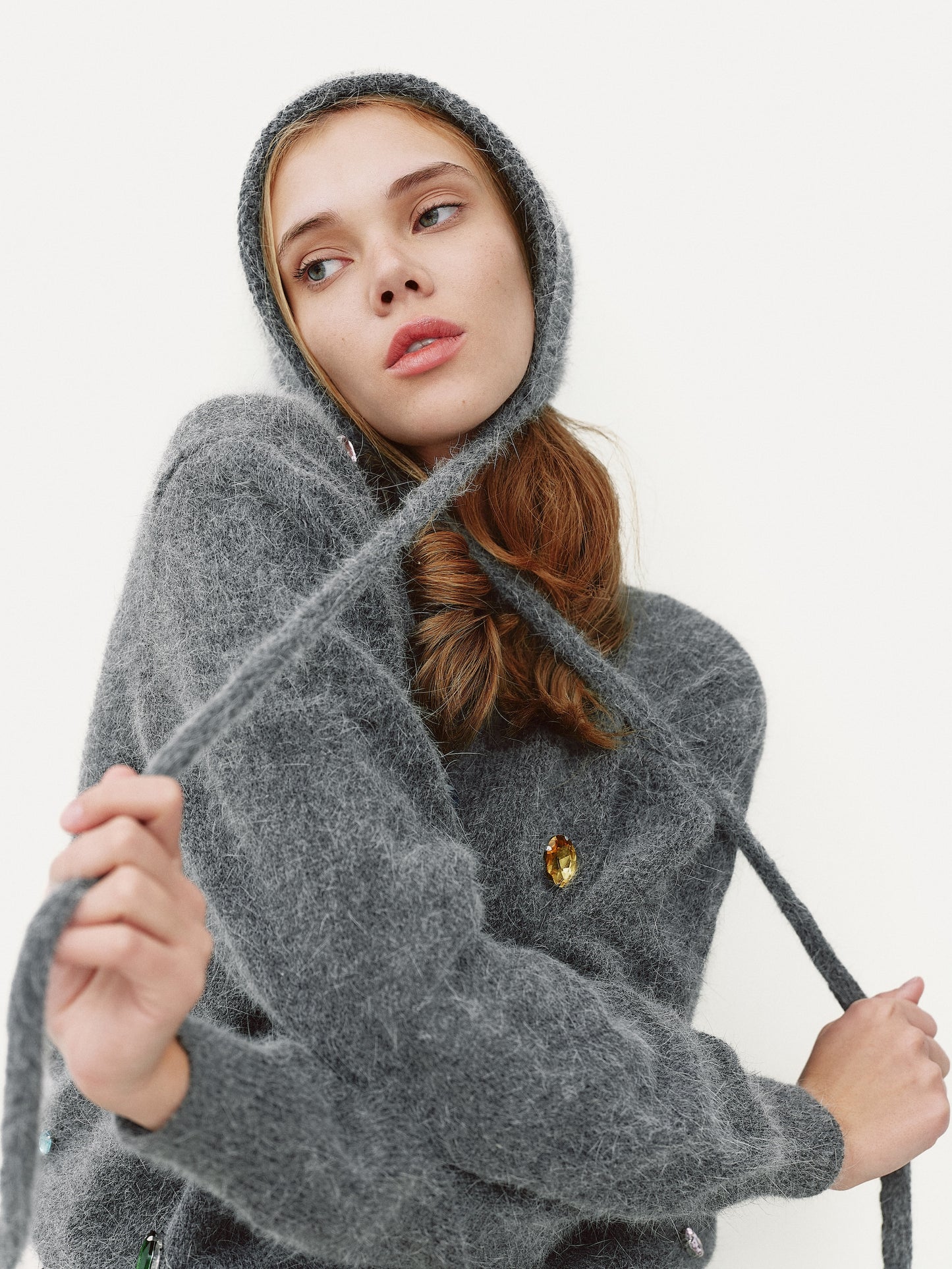 Knitted alpaca hood