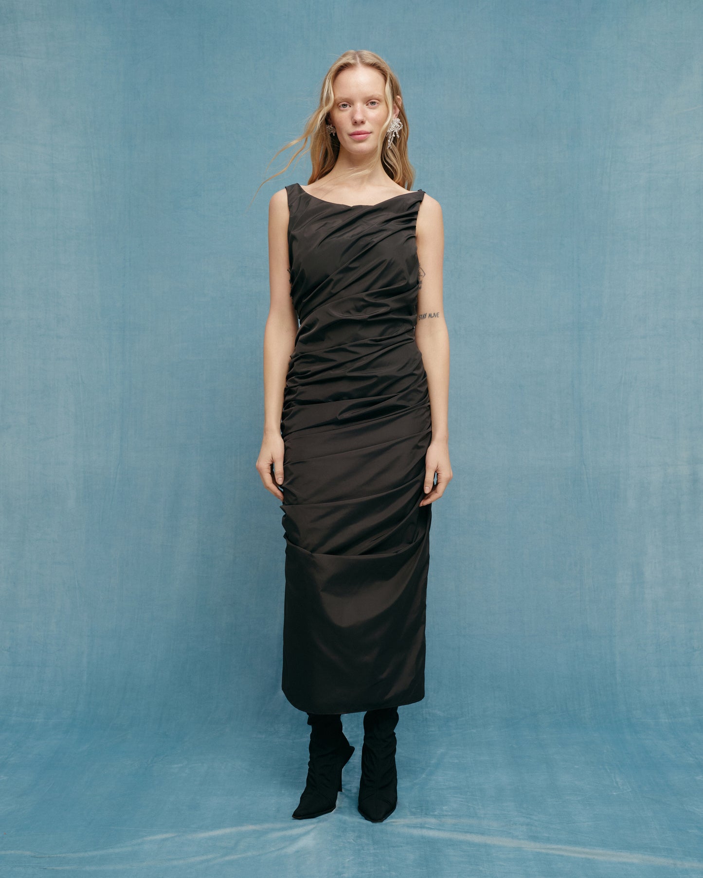 Draped Evening Maxi Dress