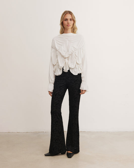 Draped milk longsleeve top