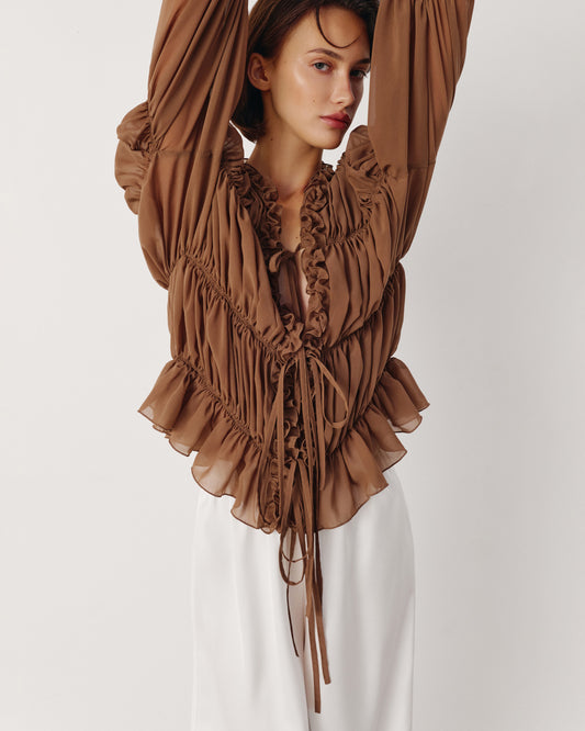 Chocolate draped blouse