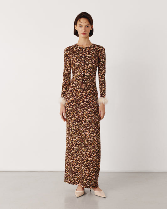 Brown skirt with flowers