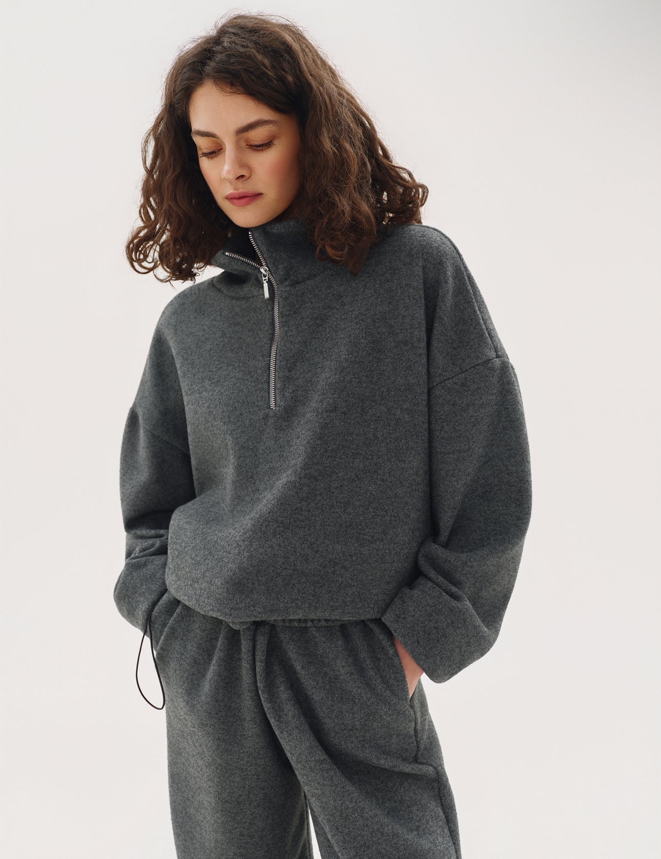 Gray hoodie with zip