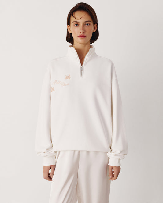 Milky hoodie with embroidery