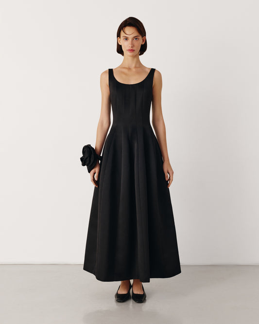 Black satin princess dress