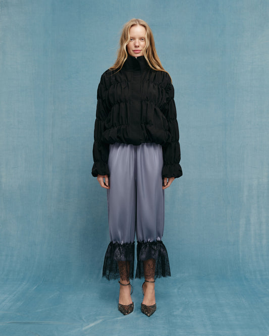 Pants with lace gray