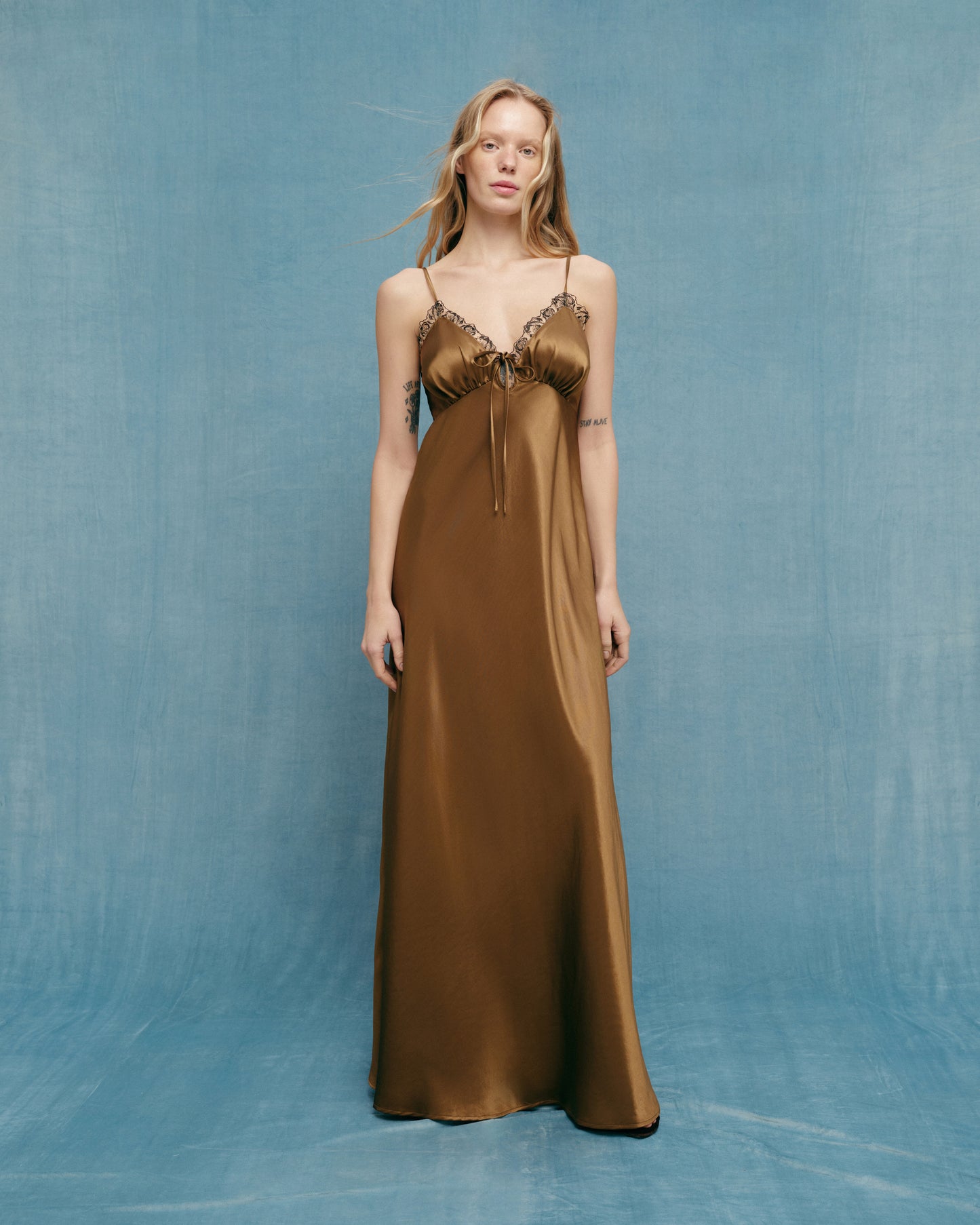 Satin Lace Slip Maxi Dress