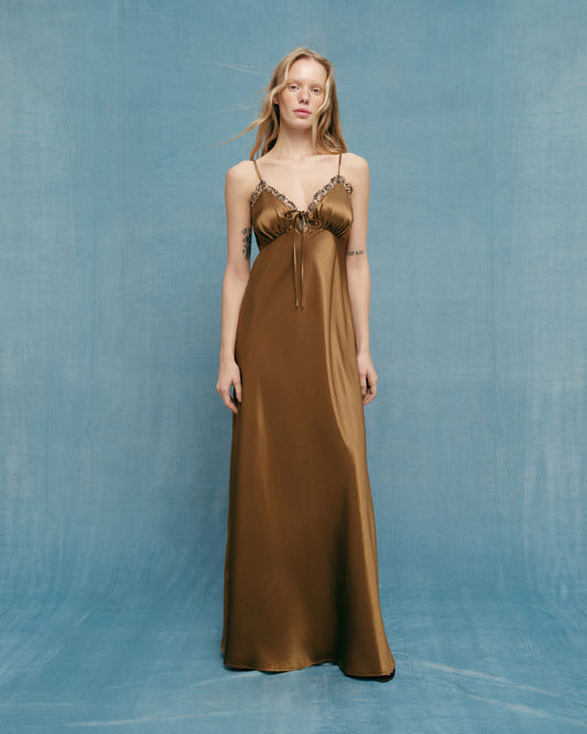 Satin Lace Slip Maxi Dress