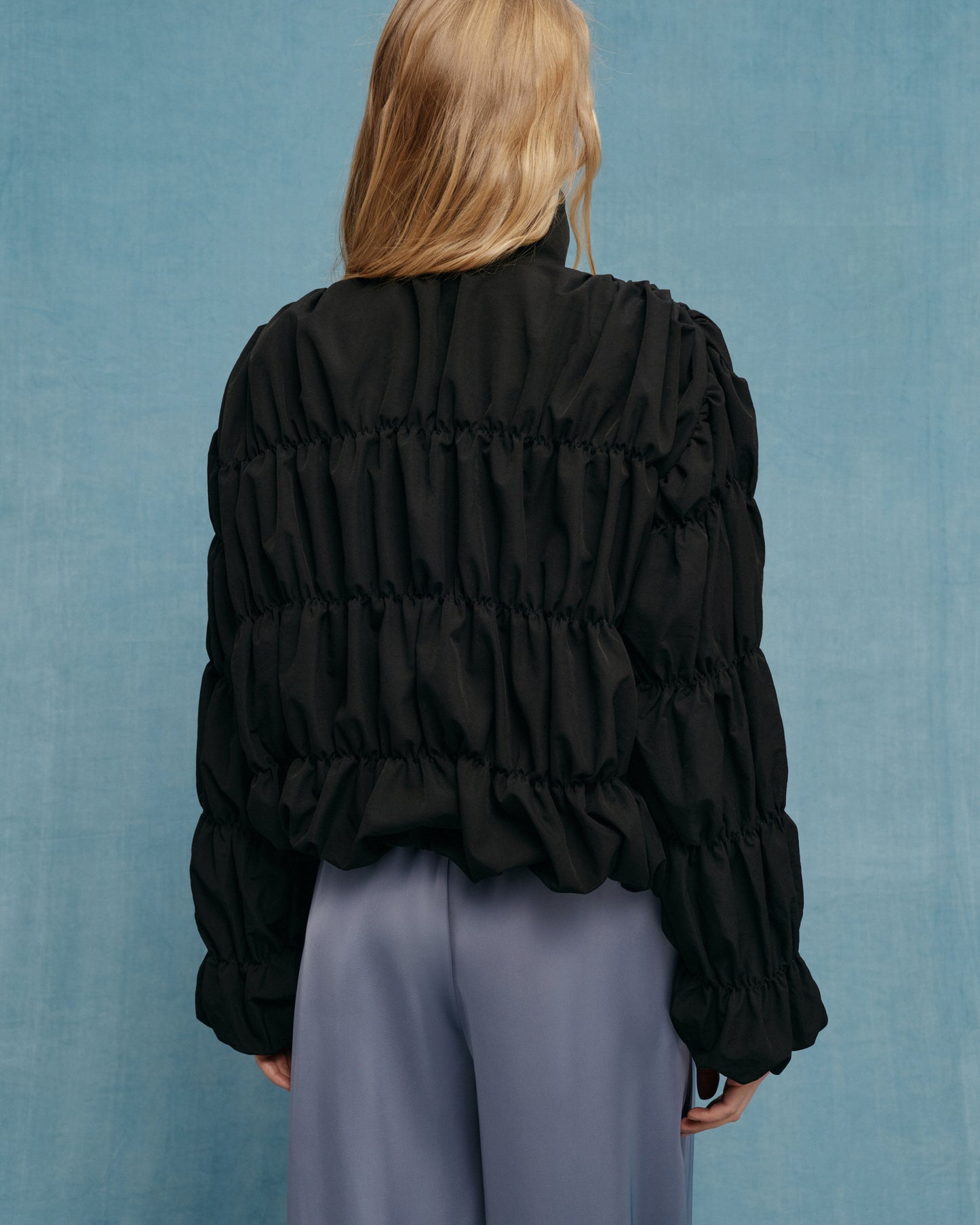 Black draped bomber jacket