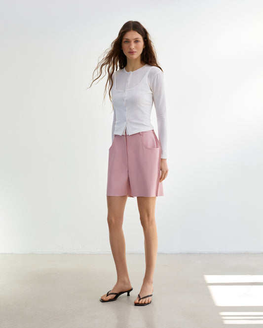 Pink Faux Leather Shorts