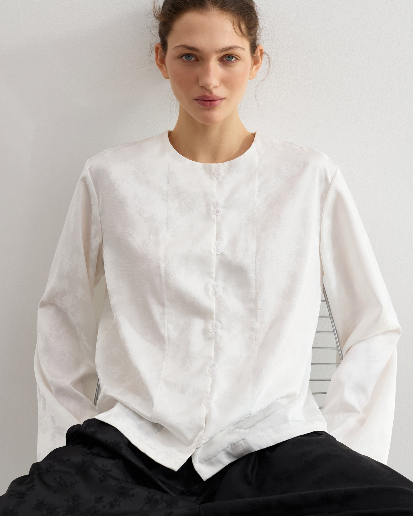 Satin Jacquard Blouse