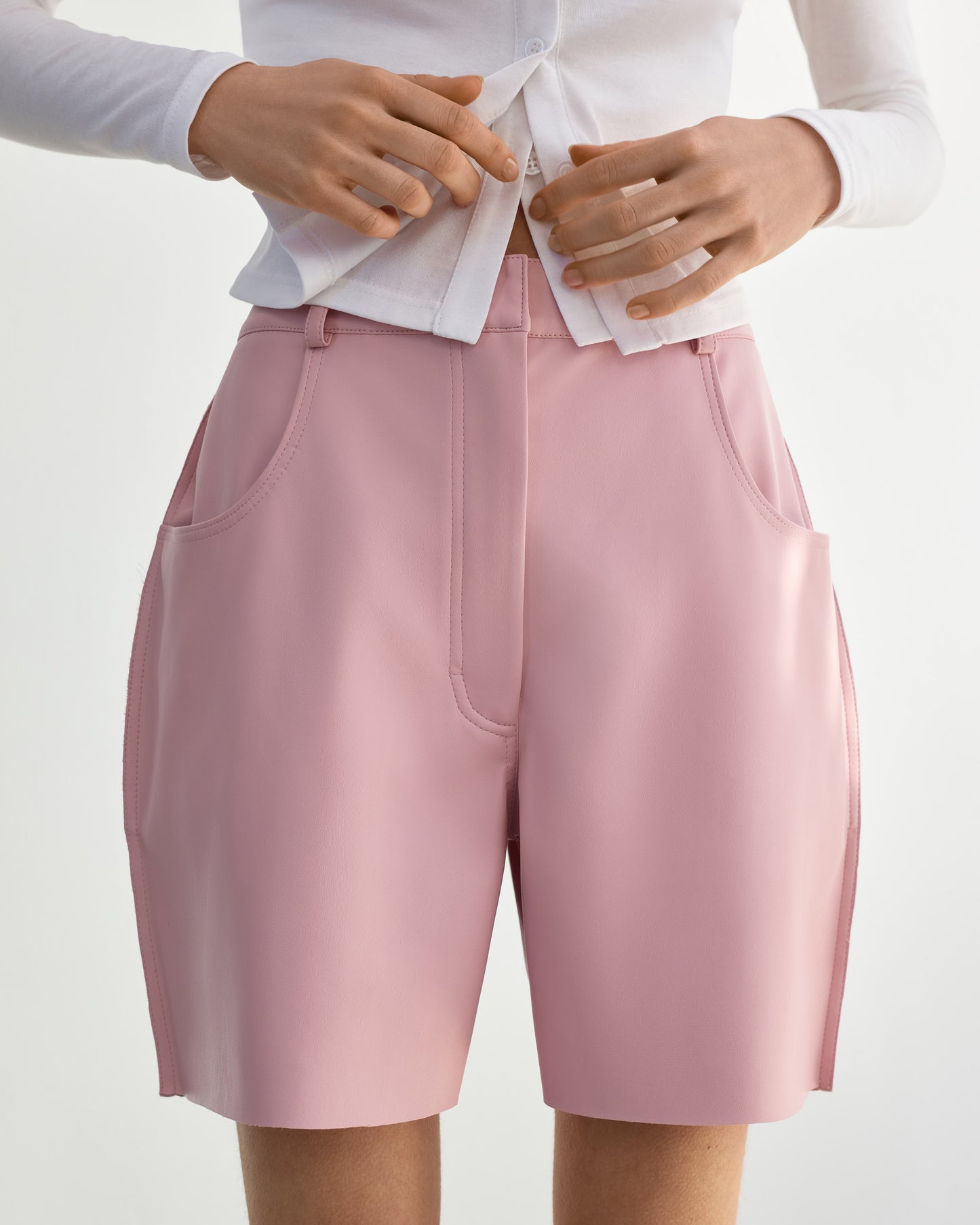 Pink Faux Leather Shorts