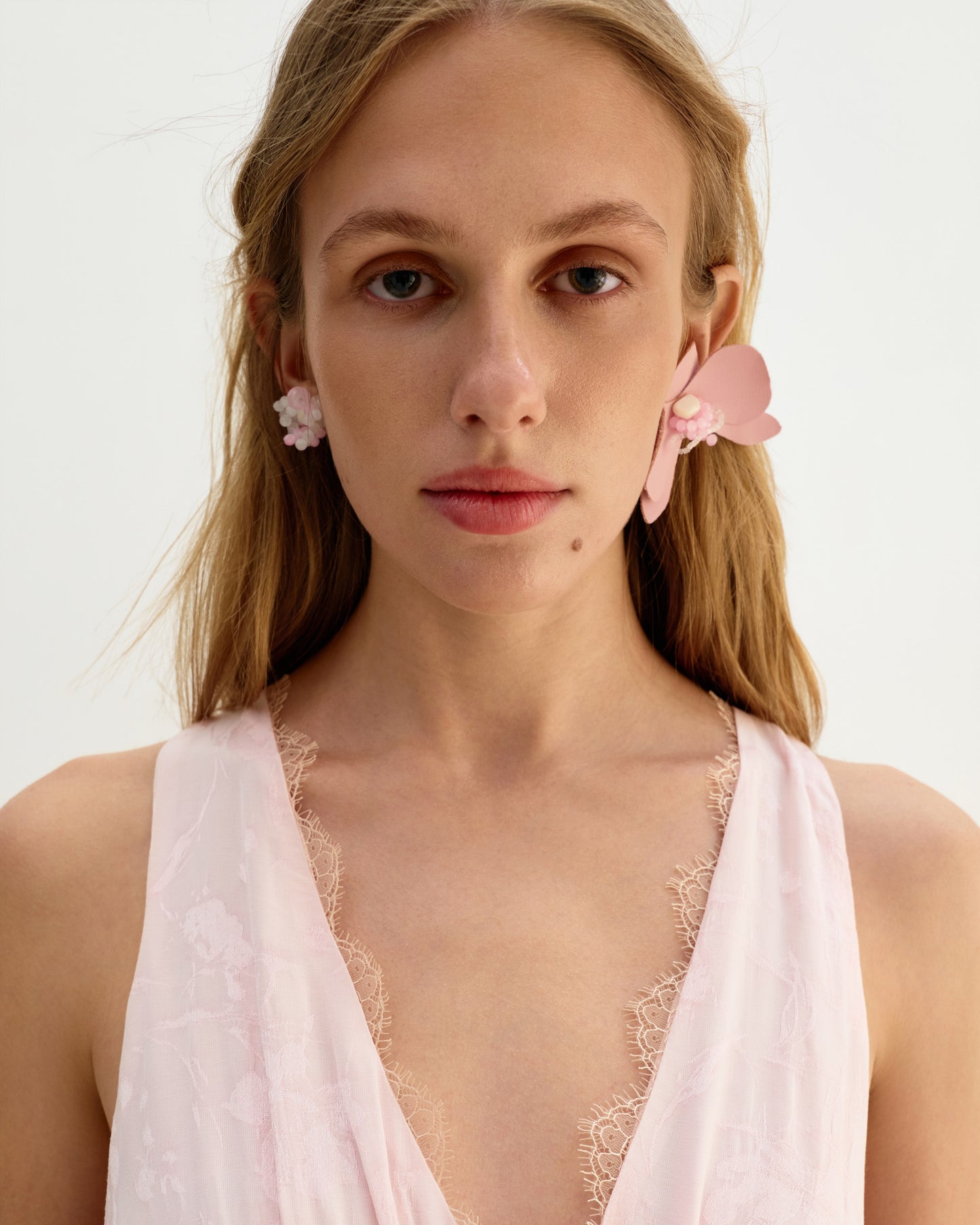 Rose Orchid Beaded Earrings