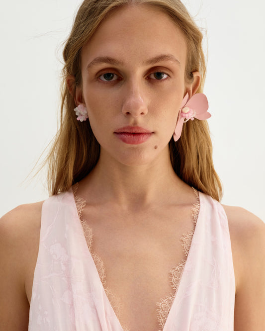 Rose Orchid Beaded Earrings