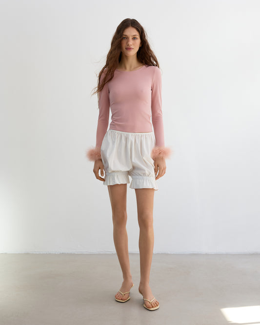 Powder longsleeve with feathers