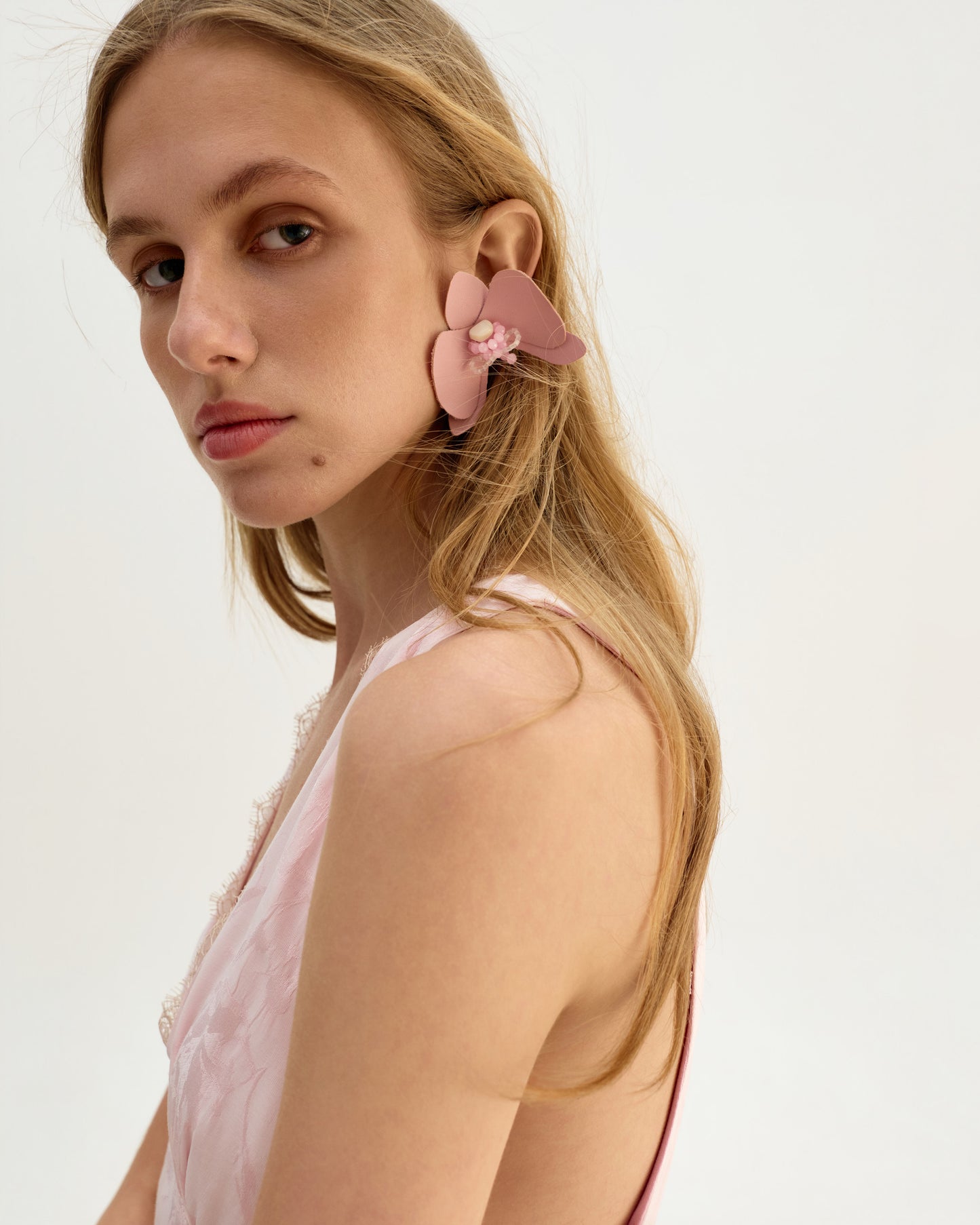 Rose Orchid Beaded Earrings