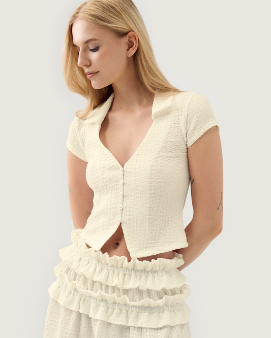Textured blouse in milk