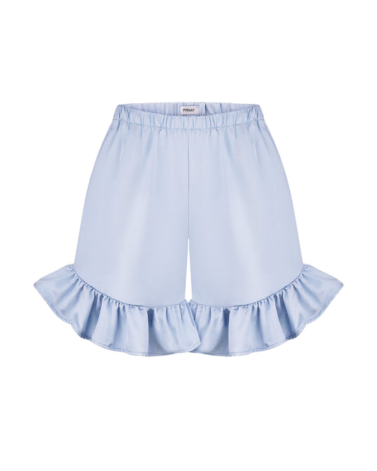 Blue shorts with ruffles