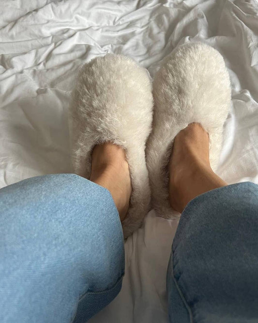 Milky home slippers