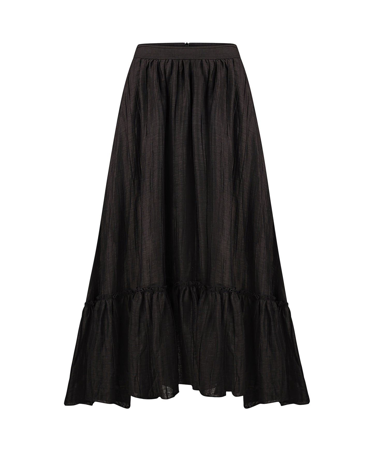 Maxi skirt with ruffle in black