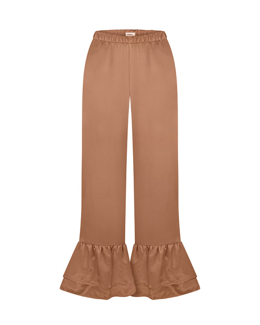 Brown pants with ruffles