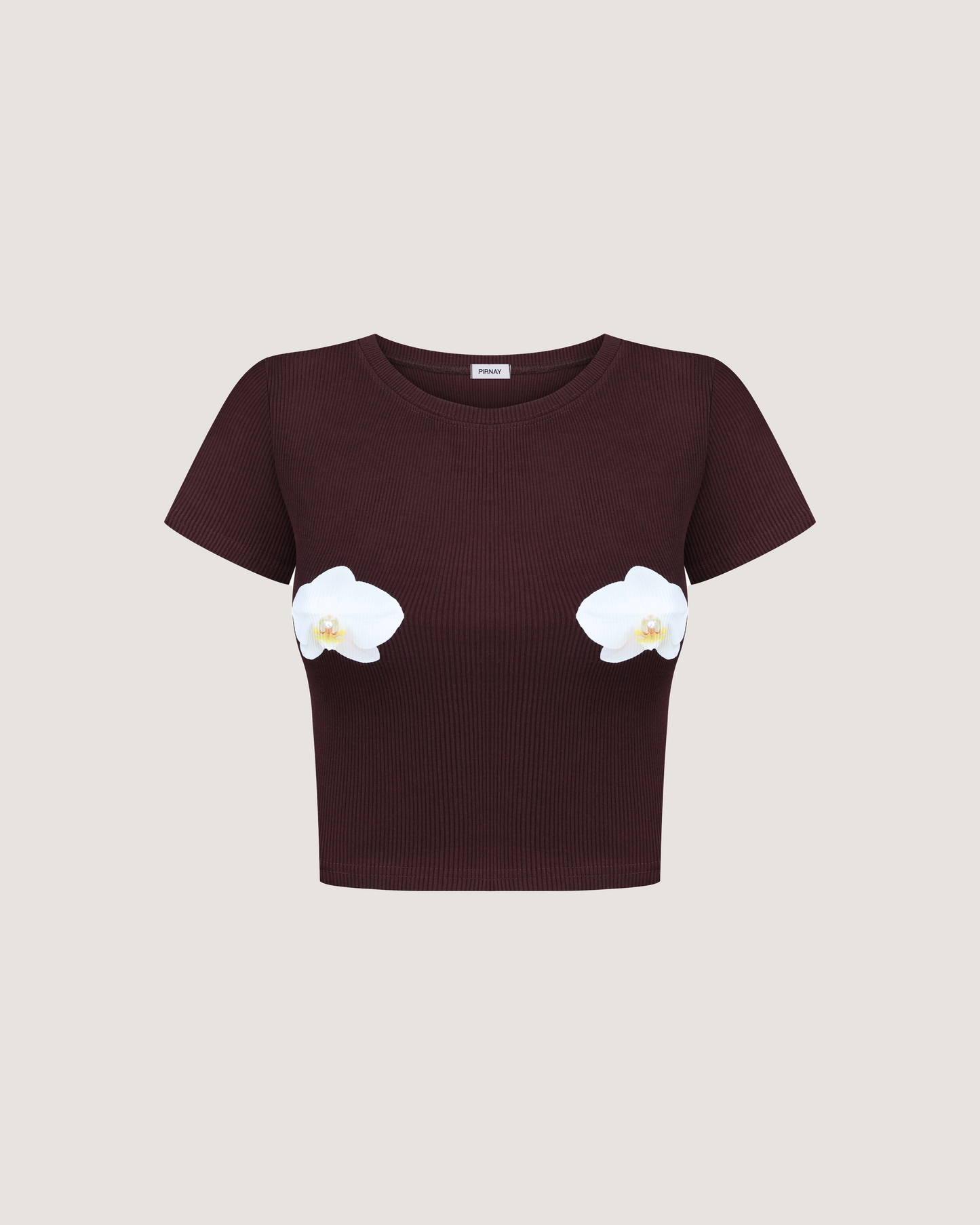 T-shirt with orchid in brown