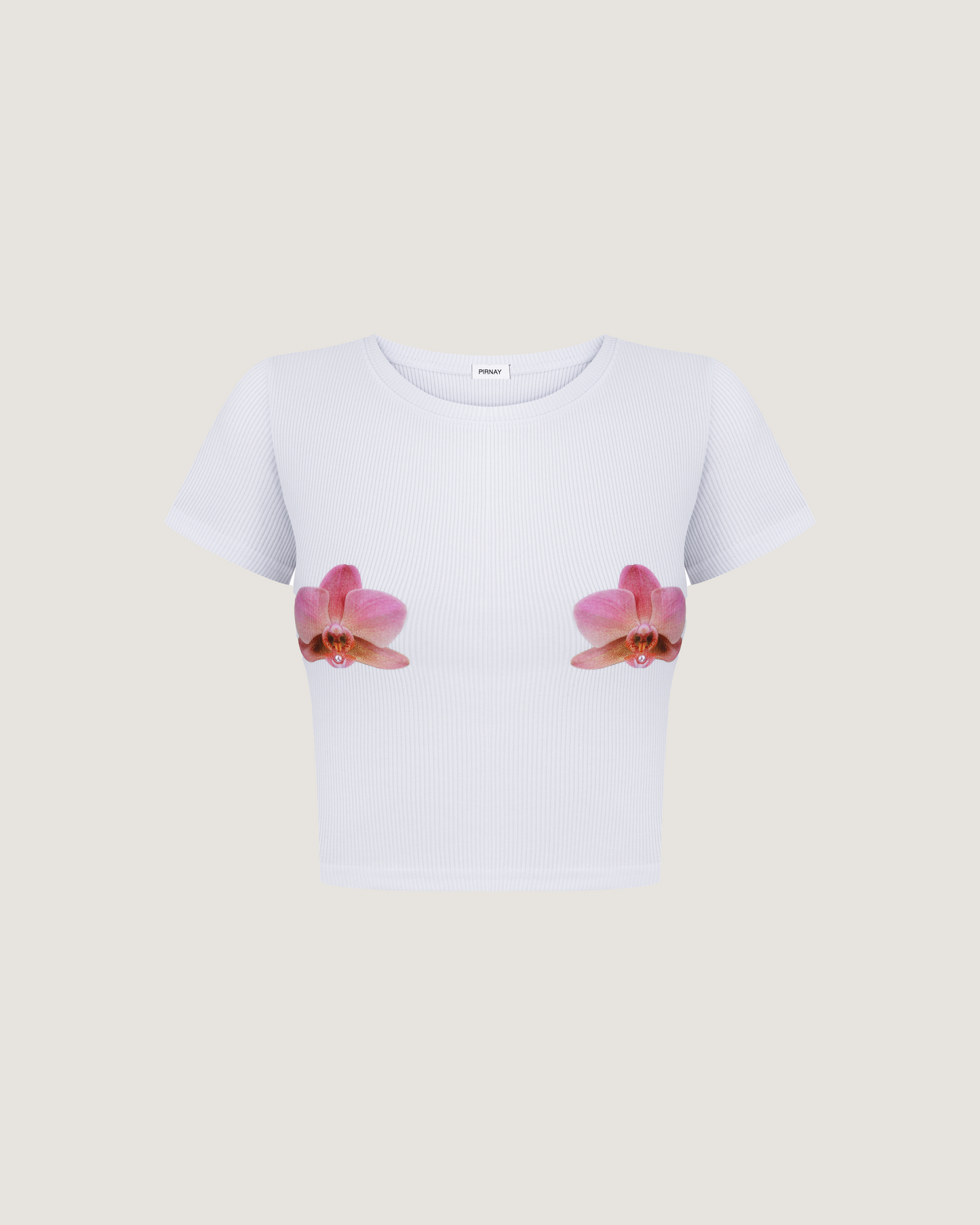 T-shirt with orchid in white