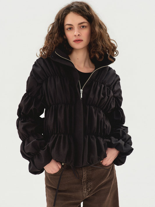 Black draped bomber jacket