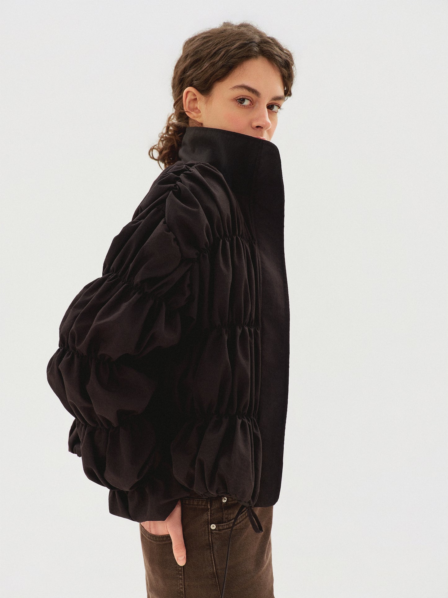 Black draped bomber jacket