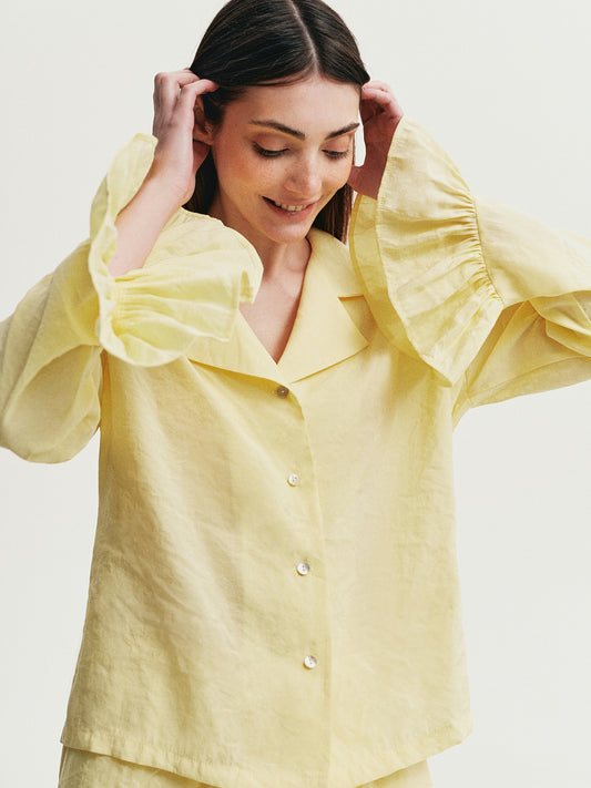 Блуза з рюшами лимонна купро