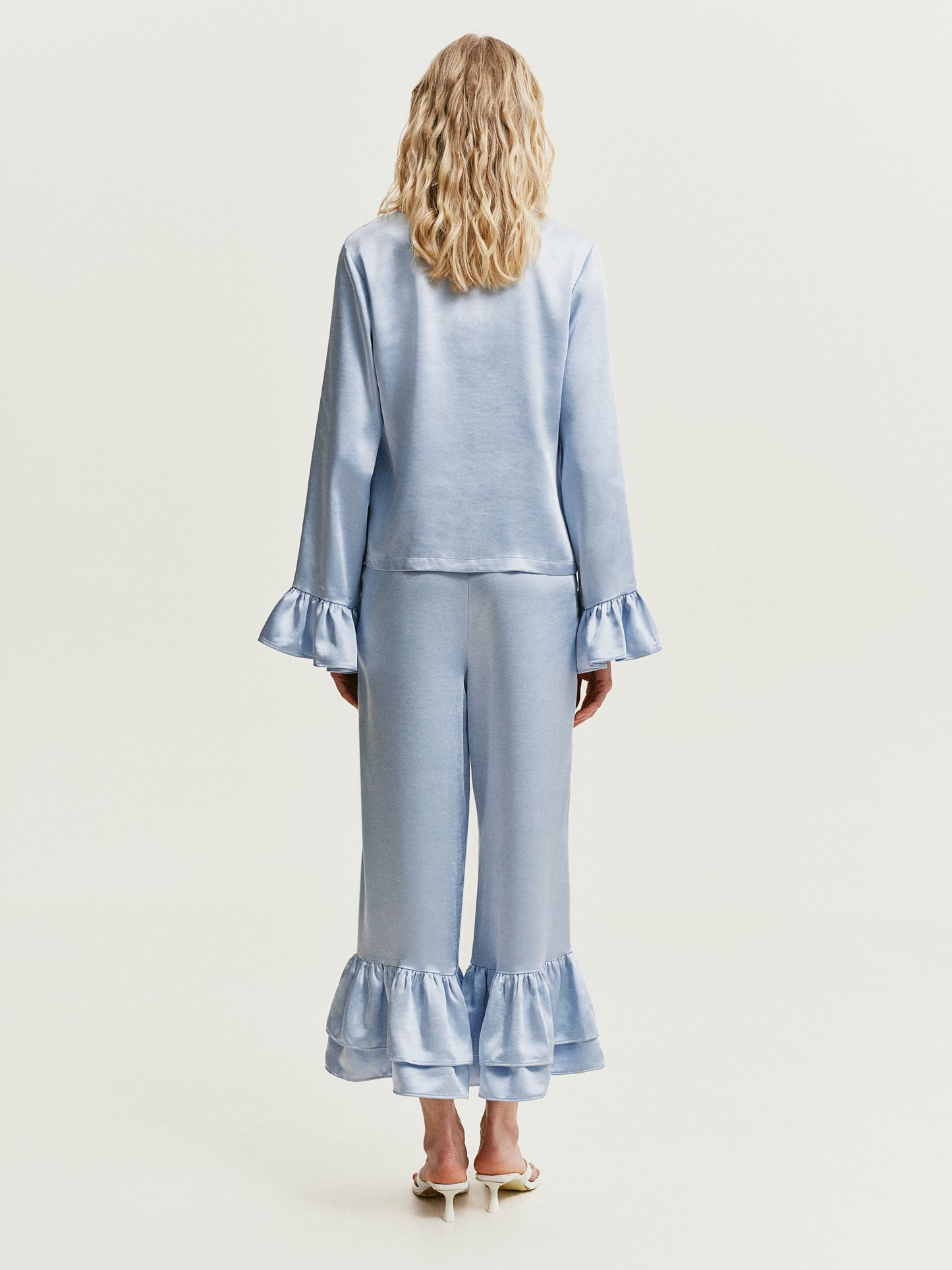 Blue pants with ruffles