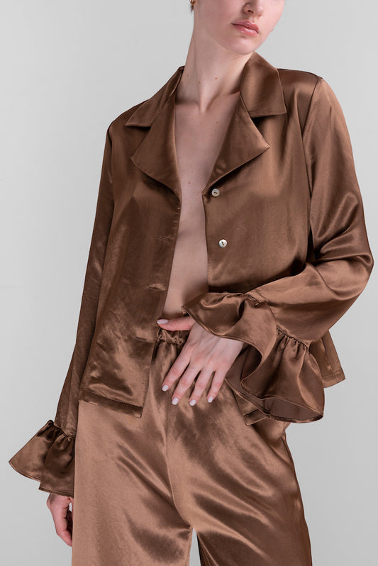 Brown blouse with ruffles