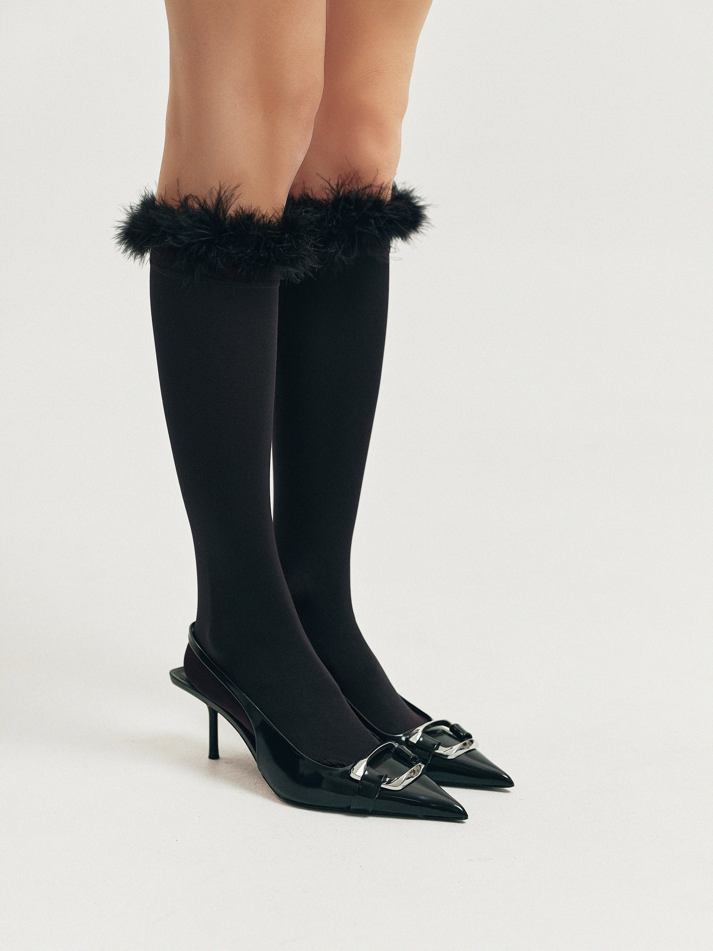 Stocking with fur in black