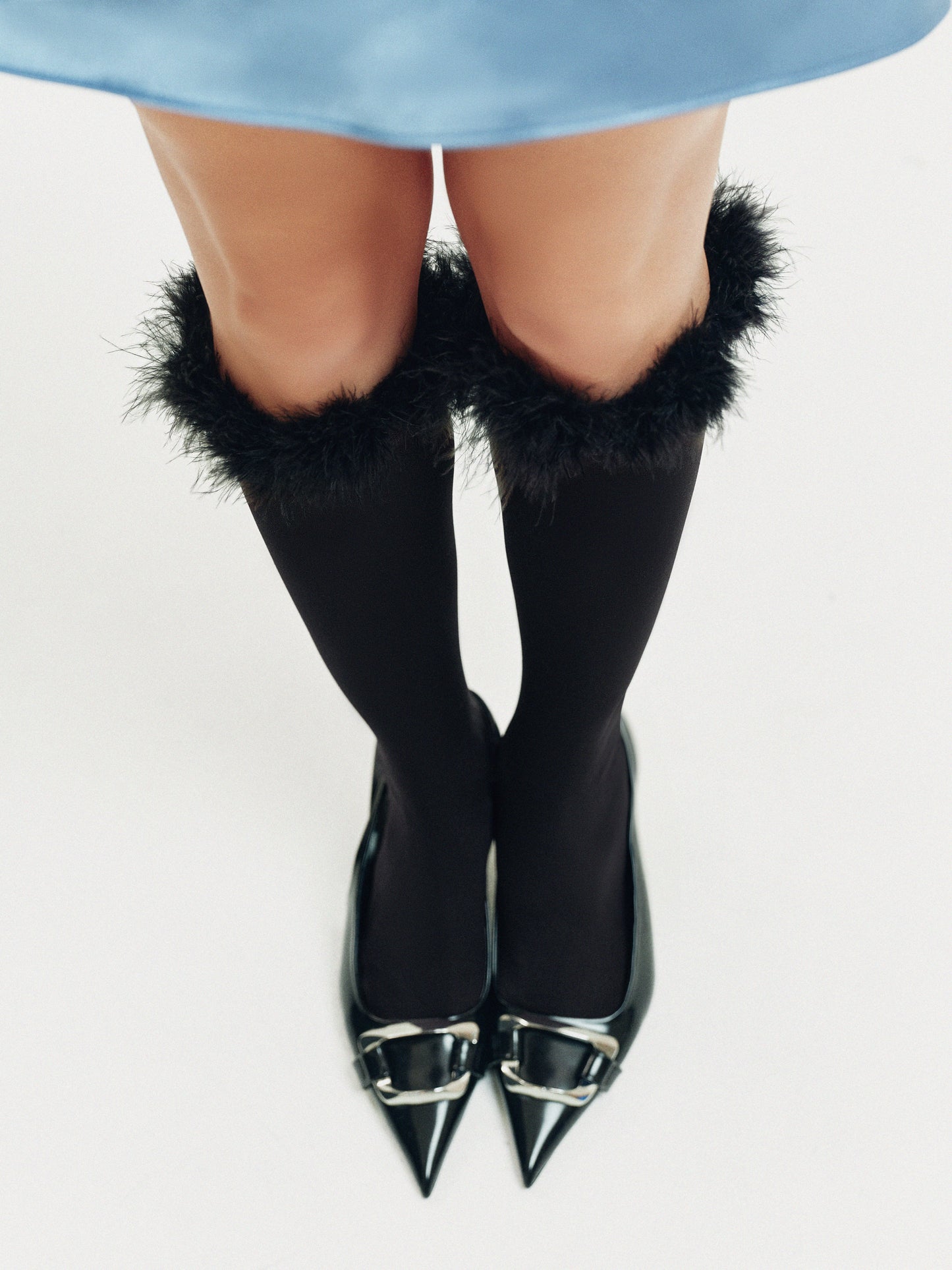 Stocking with fur in black