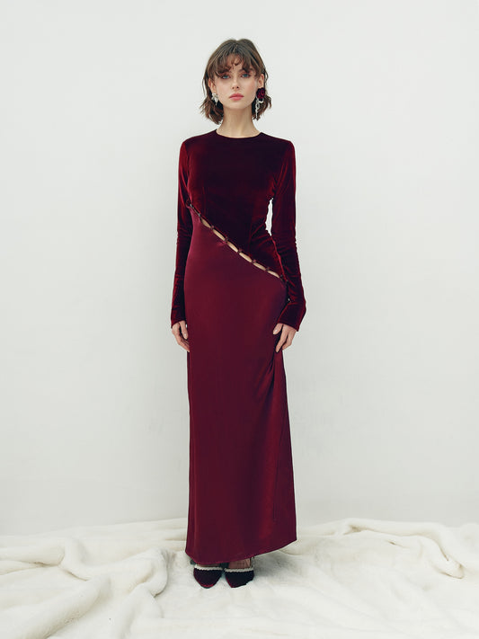 Festive dress in wine colour